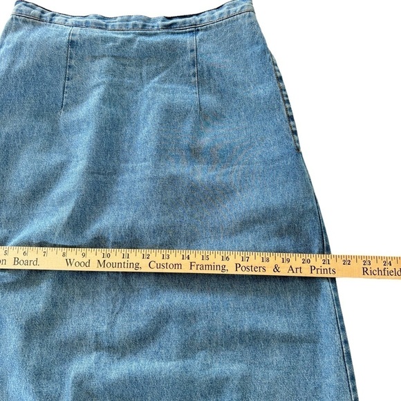 VTG Denim Maxi Skirt Small Elastic Waist Embroidered Y2K Modest Cottagecore 90's - Picture 13 of 13